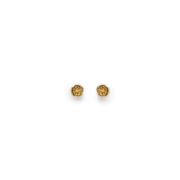 Scanlan Theodore Mini Poppy Studs in Light Gold | Earrings | Luxury Shoes 