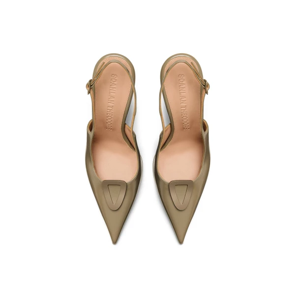 Scanlan Theodore Mini Triangle Slingback 9.5 in Taupe | Heels | Luxury Shoes 