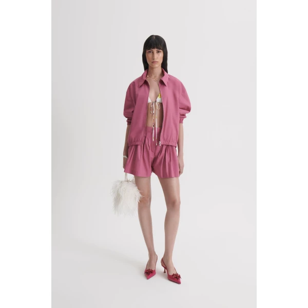 Scanlan Theodore Parachute Pleat Short in Crimson
