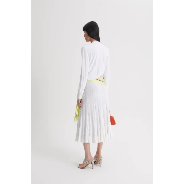 Scanlan Theodore Pleat Rib Cardigan in White