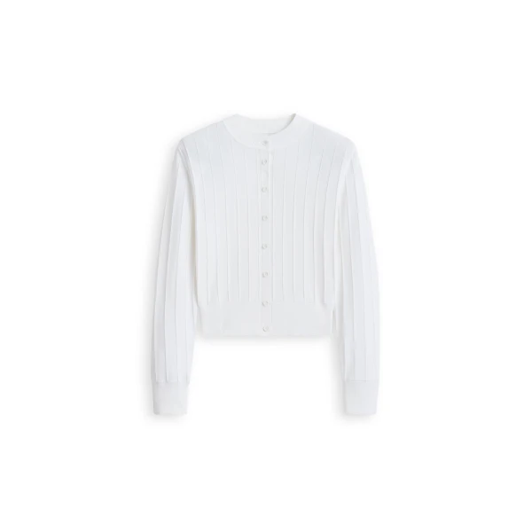 Scanlan Theodore Pleat Rib Cardigan in White