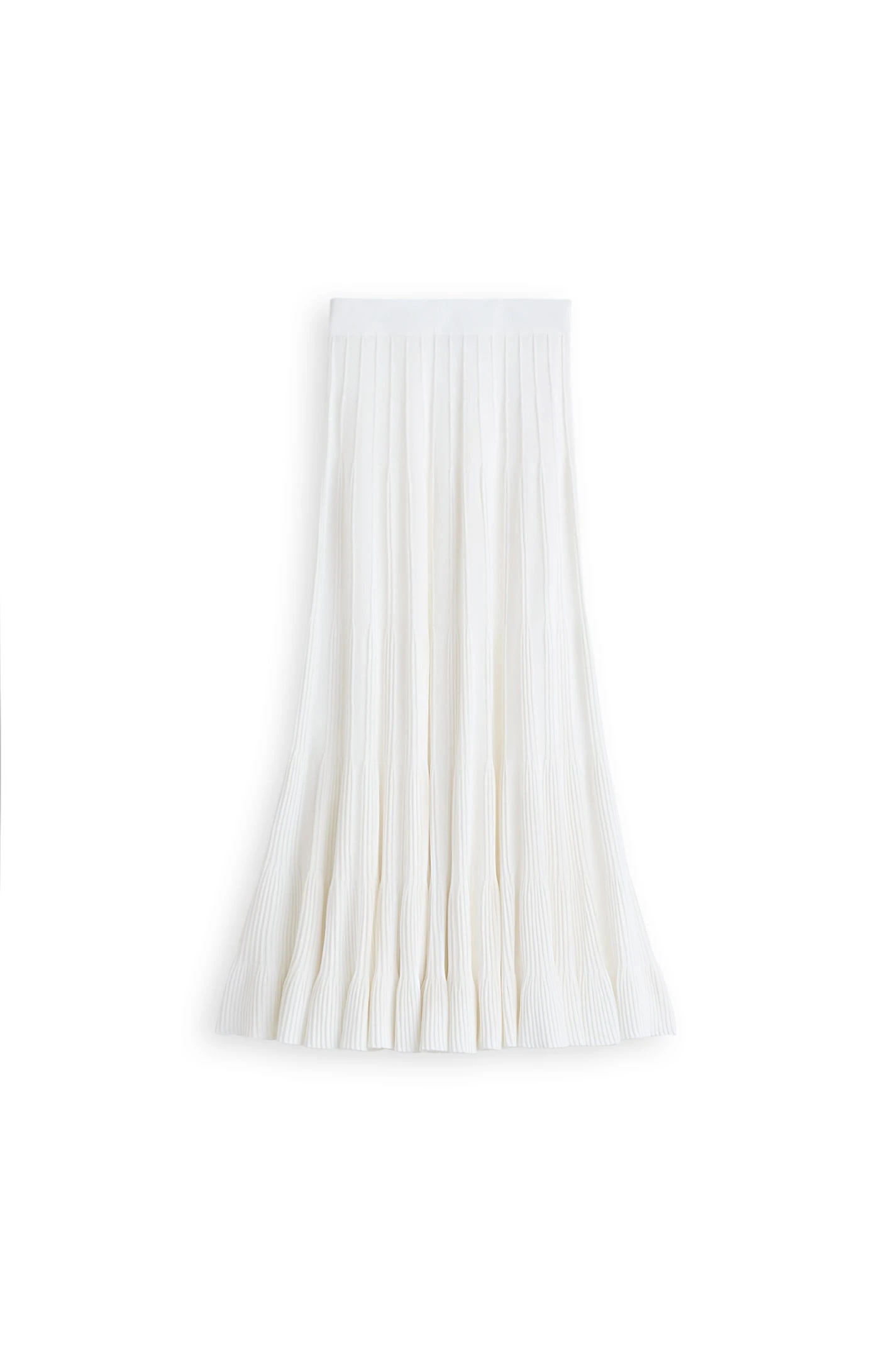 Scanlan Theodore Pleat Rib Flared Skirt in White at Luxury Shoes Scanlan Theodore Pleat Rib Flared Skirt in White