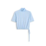 Scanlan Theodore Pleat Rib Stripe Top in Blue White