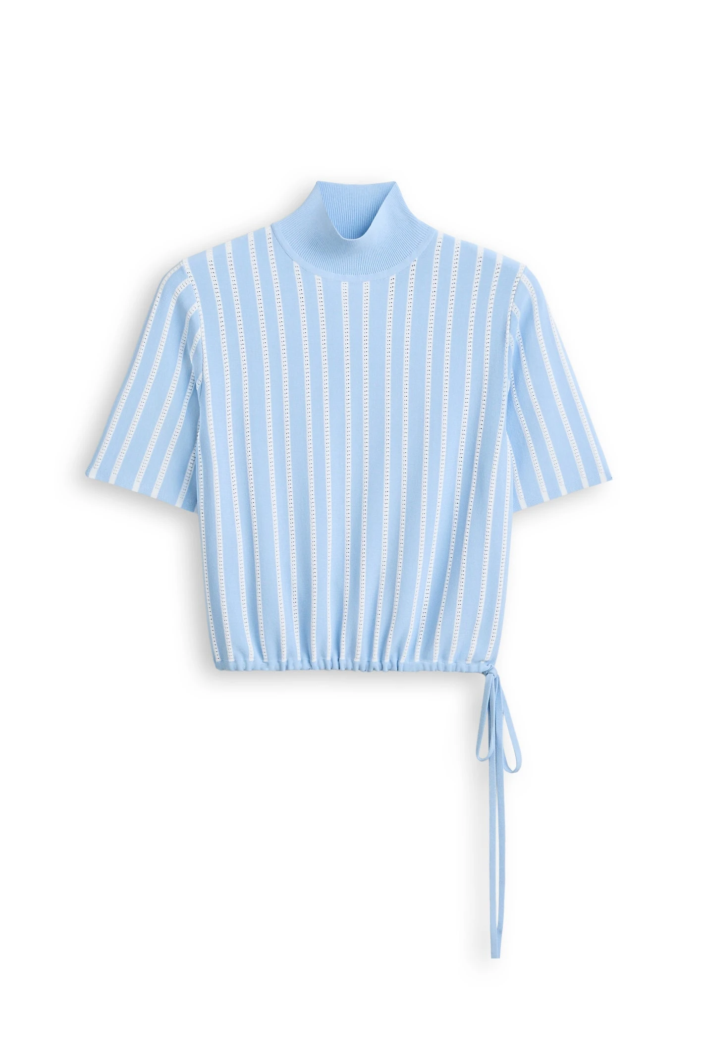 Scanlan Theodore Pleat Rib Stripe Top in Blue White at Luxury Shoes Scanlan Theodore Pleat Rib Stripe Top in Blue White