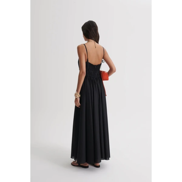 Scanlan Theodore Polished Voile Dress in Black | Maxi Dresses | Luxury Shoes 
