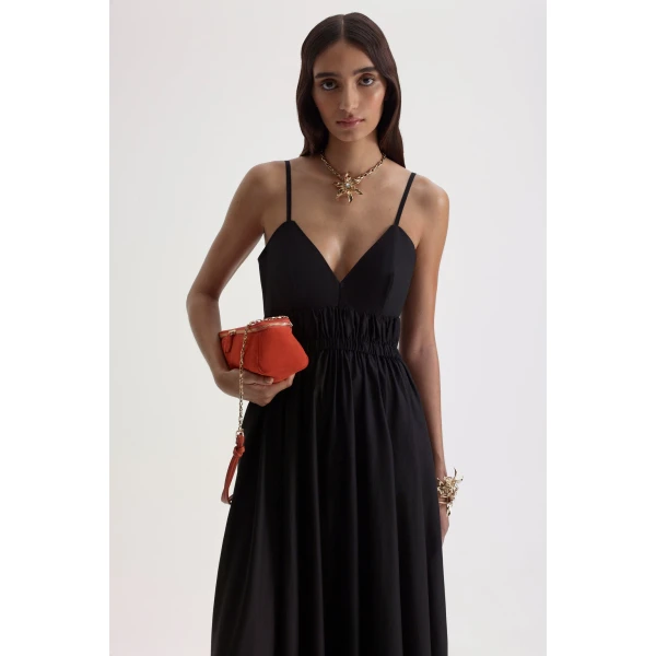 Scanlan Theodore Polished Voile Dress in Black | Maxi Dresses | Luxury Shoes 