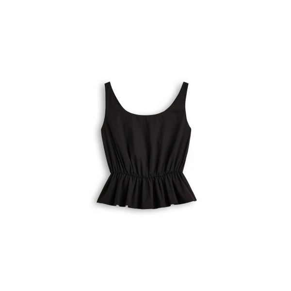 Scanlan Theodore Polished Voile Peplum Top in Black | Tops | Luxury Shoes 