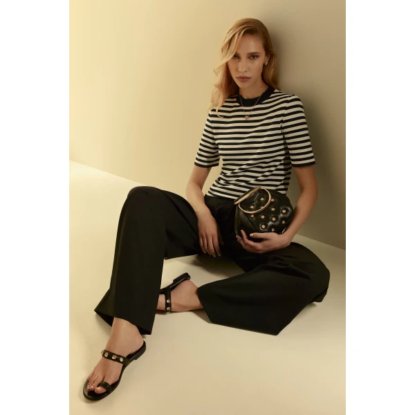 Scanlan Theodore Poppy Flat Sandal in Black | Sandals | Luxury Shoes 