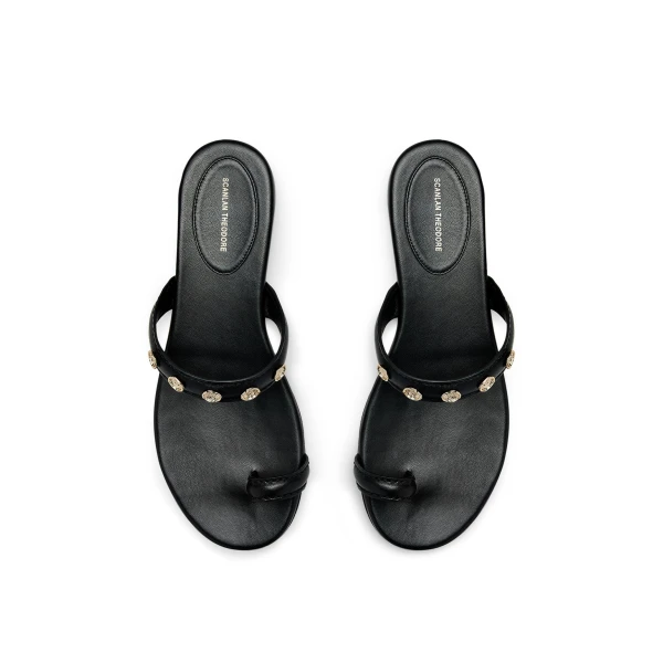 Scanlan Theodore Poppy Flat Sandal in Black | Sandals | Luxury Shoes 