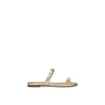 Scanlan Theodore Poppy Flat Sandal in Light Gold | Sandals | Luxury Shoes 