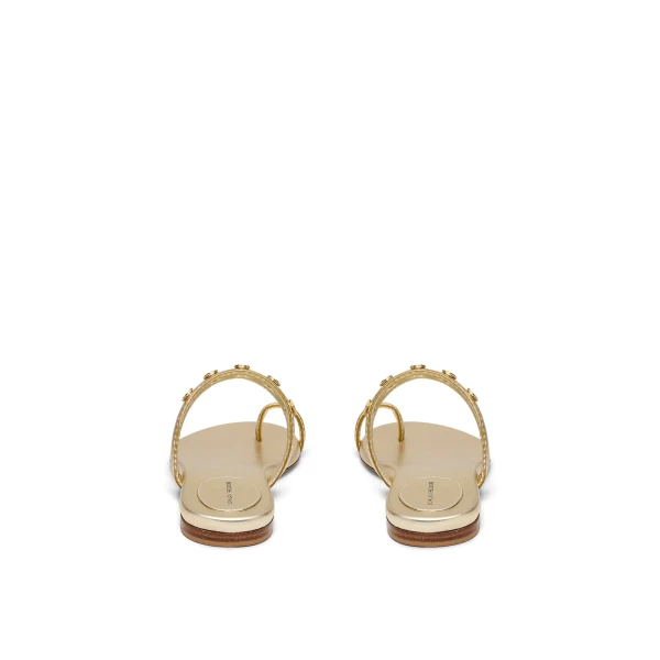 Scanlan Theodore Poppy Flat Sandal in Light Gold | Sandals | Luxury Shoes 