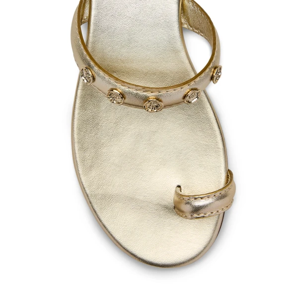 Scanlan Theodore Poppy Flat Sandal in Light Gold | Sandals | Luxury Shoes 