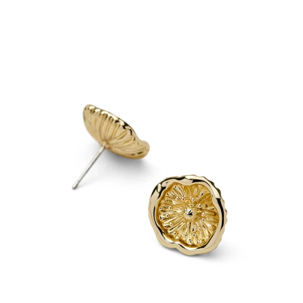 Scanlan Theodore Poppy Studs in Light Gold | Earrings | Luxury Shoes 