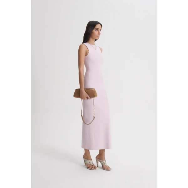 Scanlan Theodore Rib Crew Neck Dress in Soft Pink | Maxi Dresses | Luxury Shoes 