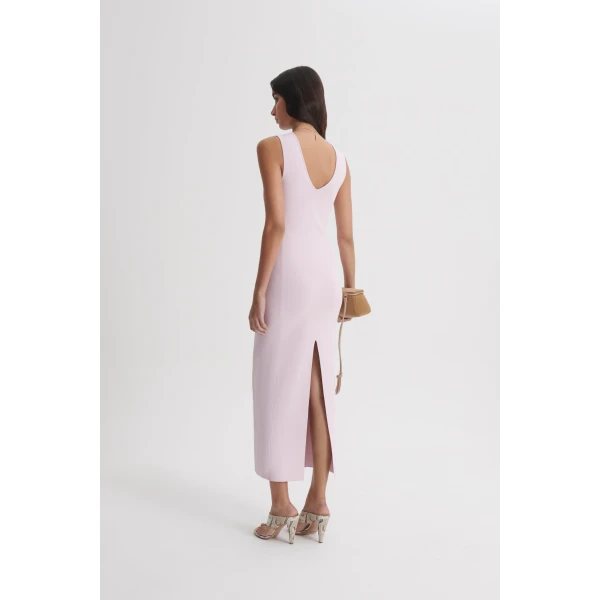 Scanlan Theodore Rib Crew Neck Dress in Soft Pink | Maxi Dresses | Luxury Shoes 