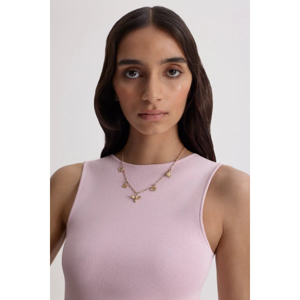 Scanlan Theodore Rib Crew Neck Dress in Soft Pink | Maxi Dresses | Luxury Shoes 