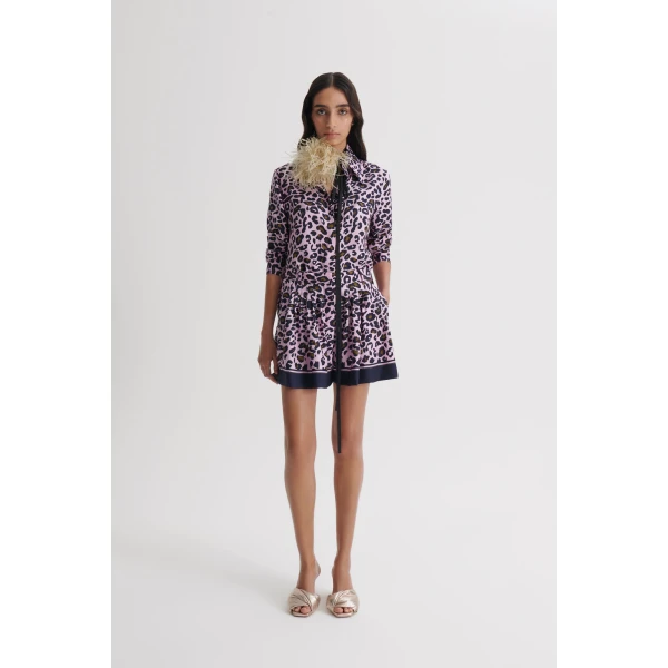 Scanlan Theodore Silk Animal Print Short in Pink | Shorts | Luxury Shoes 