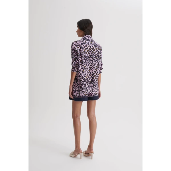 Scanlan Theodore Silk Animal Print Short in Pink | Shorts | Luxury Shoes 