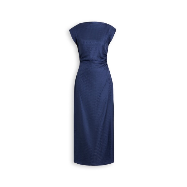 Scanlan Theodore Silk Chain Jacquard Dress in Indaco Blue
