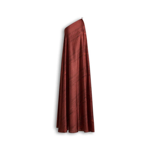 Silk Desert One Shoulder Gown in Chocolate