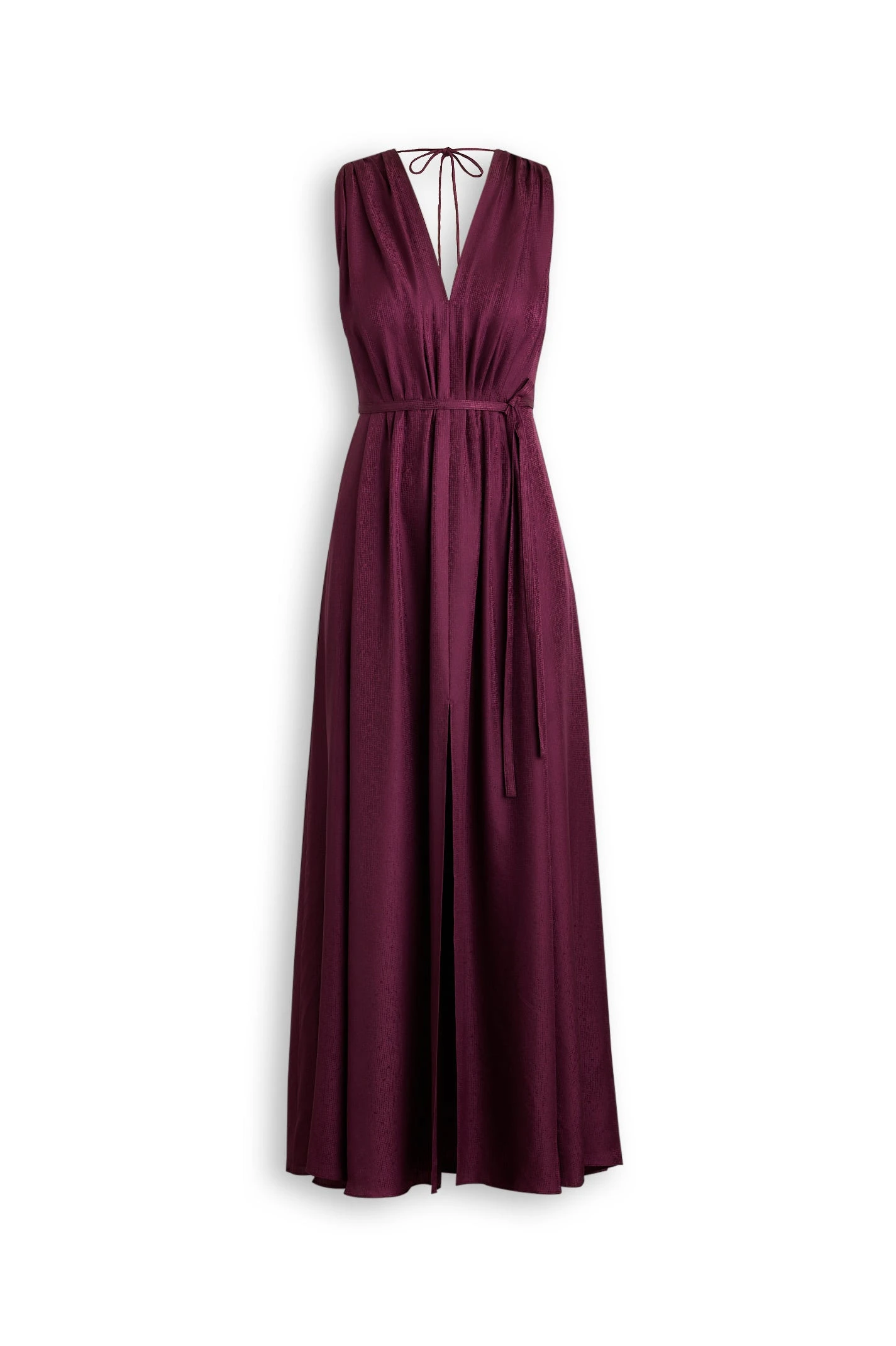 Scanlan Theodore Silk Jacquard Gather Dress in Bordeaux Scanlan Theodore Silk Jacquard Gather Dress in Bordeaux | Maxi Dresses | Luxury Shoes
