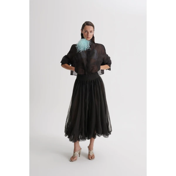 Scanlan Theodore Silk Organza Bomber in Bitter Chocolate | Jackets | Luxury Shoes 