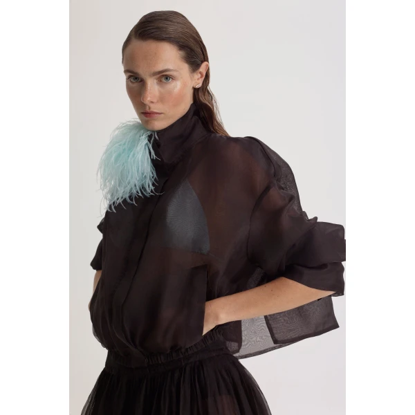 Scanlan Theodore Silk Organza Bomber in Bitter Chocolate | Jackets | Luxury Shoes 