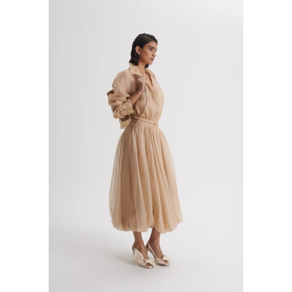 Scanlan Theodore Silk Organza Bomber in Champagne | Jackets | Luxury Shoes 