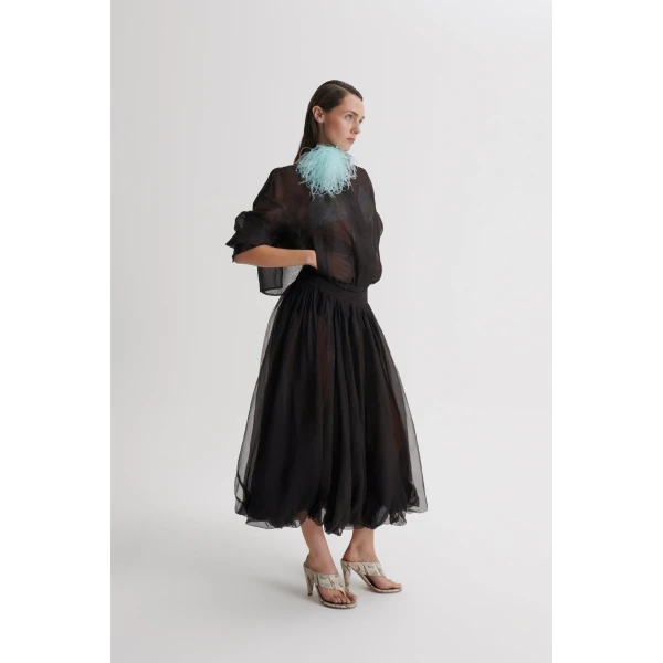 Scanlan Theodore Silk Organza Bubble Skirt in Bitter Chocolate | Skirts | Luxury Shoes 