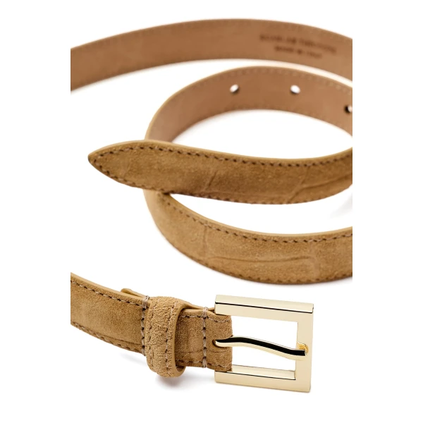 Scanlan Theodore Squared Buckle Belt 2 cm in Camel | Belts | Luxury Shoes 