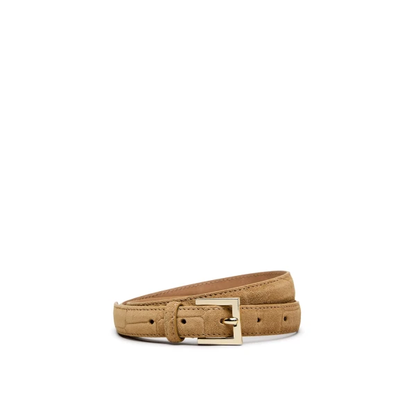 Squared Buckle Belt 2 cm in Camel