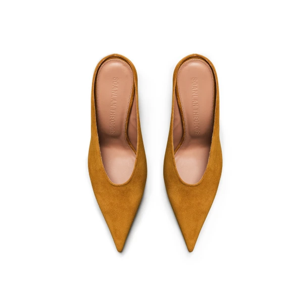 Scanlan Theodore Suede Mule Wedge 9.5 in Citrine