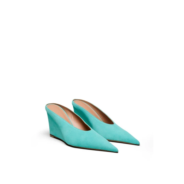 Scanlan Theodore Suede Mule Wedge 9.5 in Opal