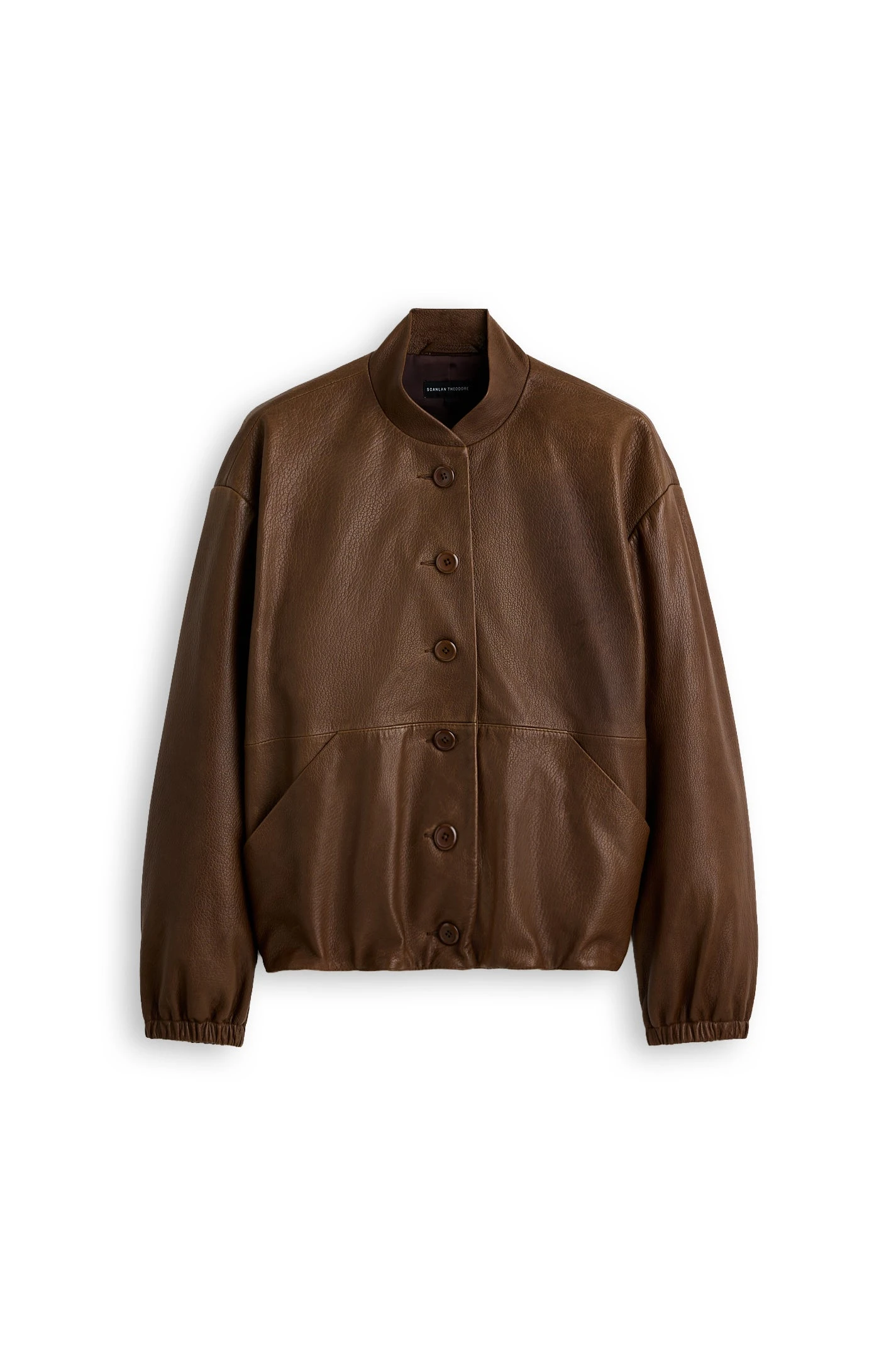 Scanlan Theodore Textured Leather Bomber in Toffee at Luxury Shoes Scanlan Theodore Textured Leather Bomber in Toffee