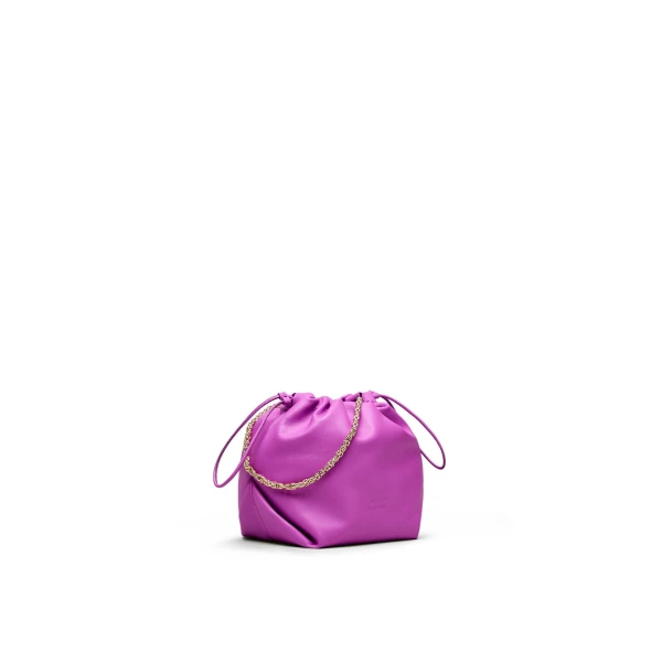 Scanlan Theodore The Leather Drawstring Bag in Fuschia | Bucket Bags | Luxury Shoes 