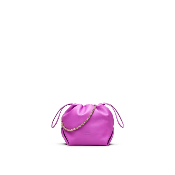 Scanlan Theodore The Leather Drawstring Bag in Fuschia | Bucket Bags | Luxury Shoes 