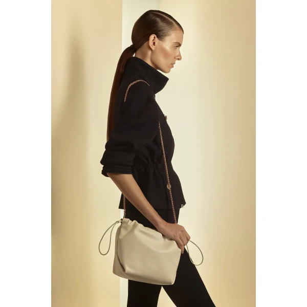 Scanlan Theodore The Leather Drawstring Bag in Parchment | Bucket Bags | Luxury Shoes 