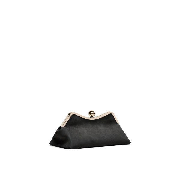 Scanlan Theodore The Lip Frame Clutch in Anthracite | Clutch Bags | Luxury Shoes 