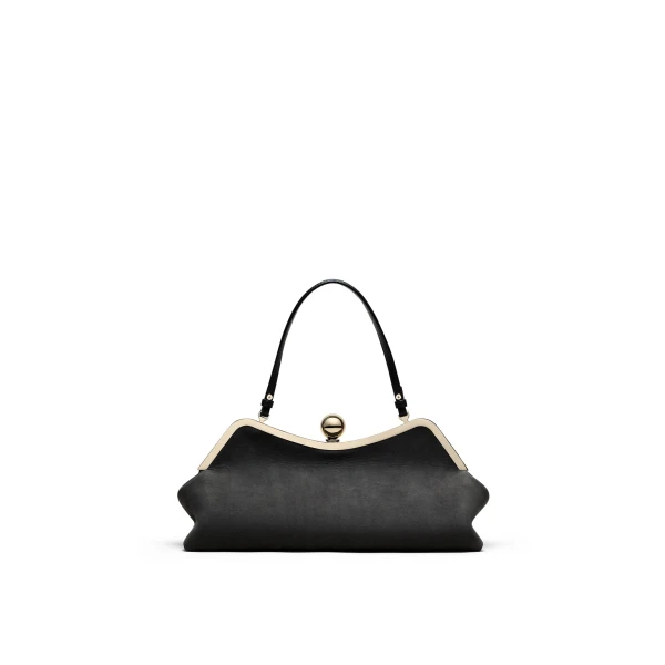 Scanlan Theodore The Lip Frame Clutch in Anthracite | Clutch Bags | Luxury Shoes 