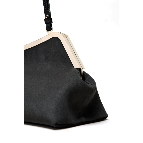 Scanlan Theodore The Lip Frame Clutch in Anthracite | Clutch Bags | Luxury Shoes 