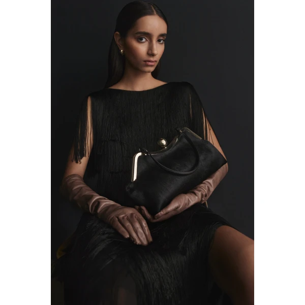 Scanlan Theodore The Lip Frame Clutch in Black | Clutch Bags | Luxury Shoes 