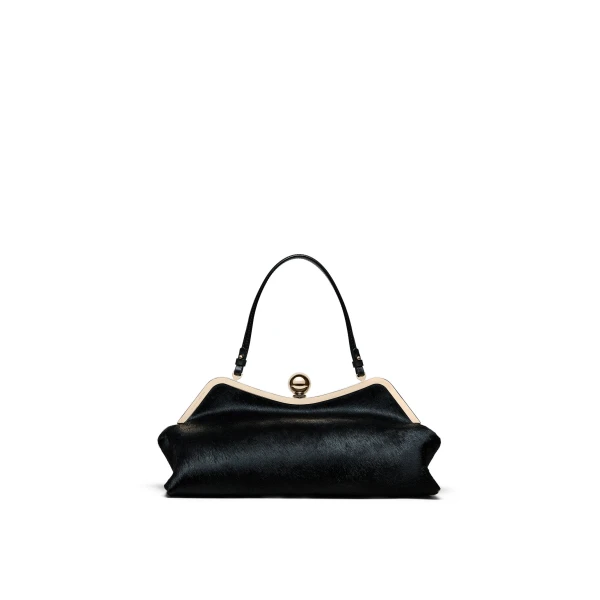 The Lip Frame Clutch in Black