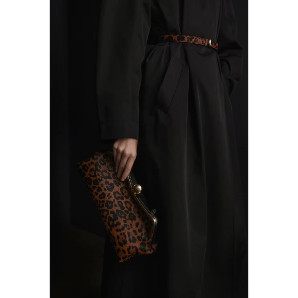 Scanlan Theodore The Lip Frame Clutch in Sahara Print | Clutch Bags | Luxury Shoes 
