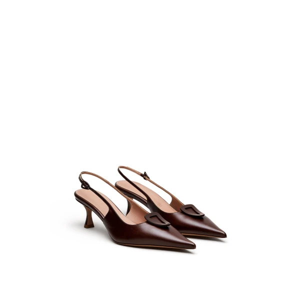 Scanlan Theodore Triangle Frame Slingback 6 in Almond | Heels | Luxury Shoes 