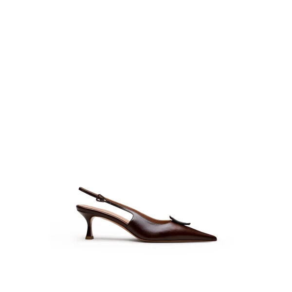 Scanlan Theodore Triangle Frame Slingback 6 in Almond | Heels | Luxury Shoes 