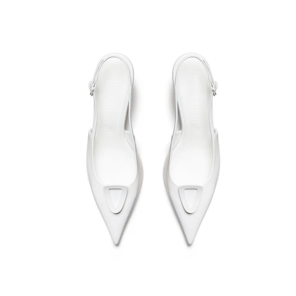 Scanlan Theodore Triangle Frame Slingback 6 in White | Heels | Luxury Shoes 