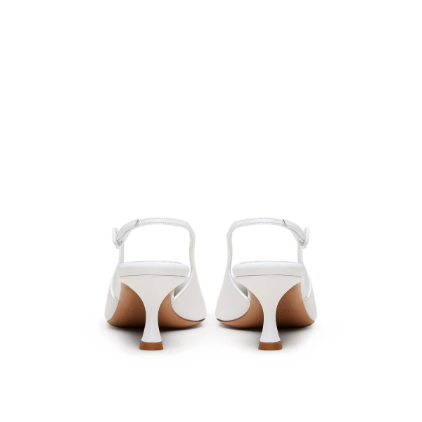 Scanlan Theodore Triangle Frame Slingback 6 in White | Heels | Luxury Shoes 