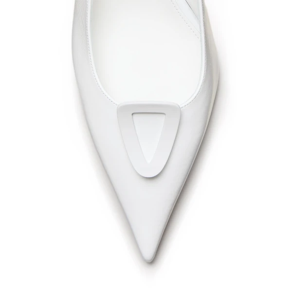 Scanlan Theodore Triangle Frame Slingback 6 in White | Heels | Luxury Shoes 