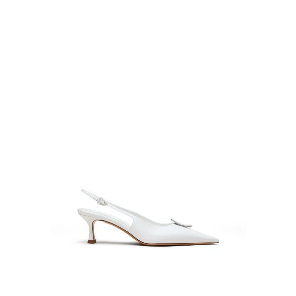 Triangle Frame Slingback 6 in White