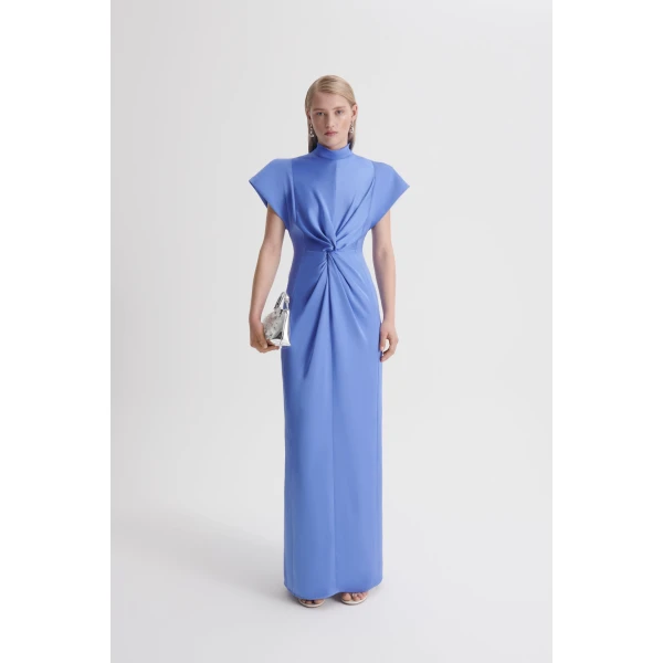 Scanlan Theodore Turban Gown in Blue Bird | Evening Gowns | Luxury Shoes 